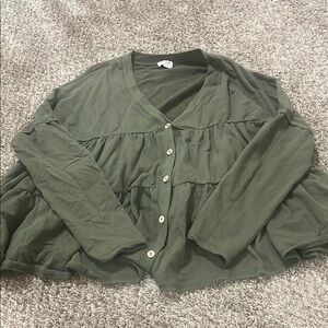 Women's Green Button Top